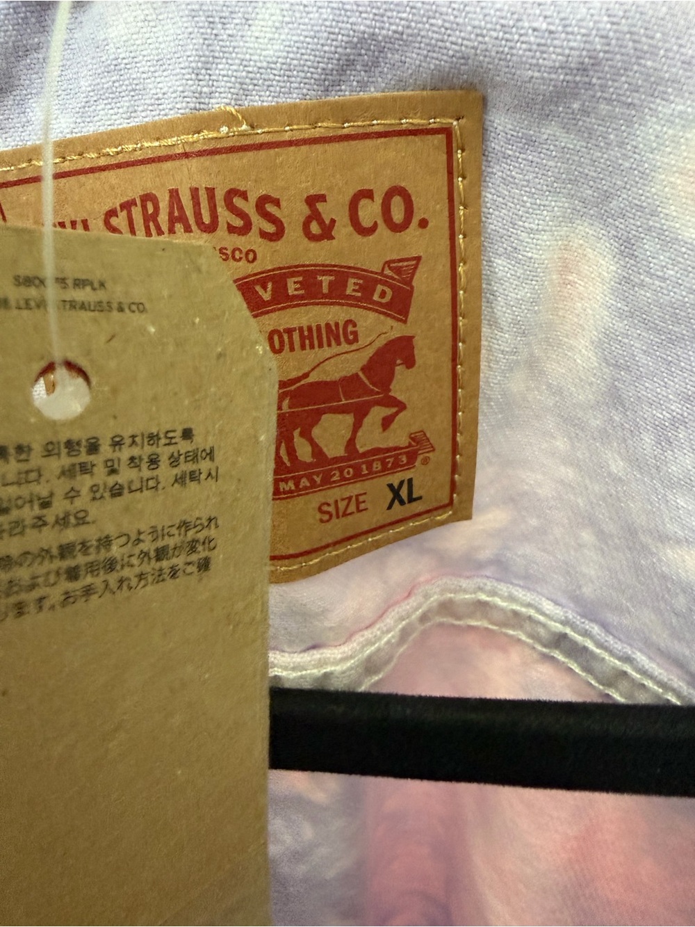 Levi's Pastel Pink & Lavender Tie-Dye Denim Jacket - Picture 7 of 7